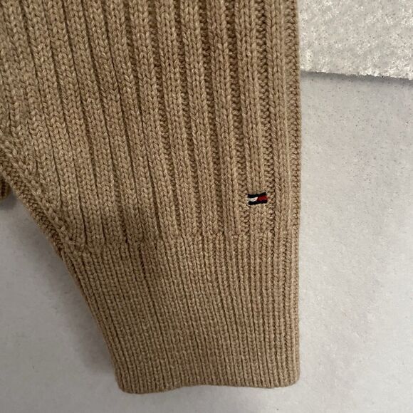 Tommy Hilfiger Sweater Women’s L Tan Cable Knit Drop Shoulder Dolman Sleeve Boxy - Picture 4 of 8